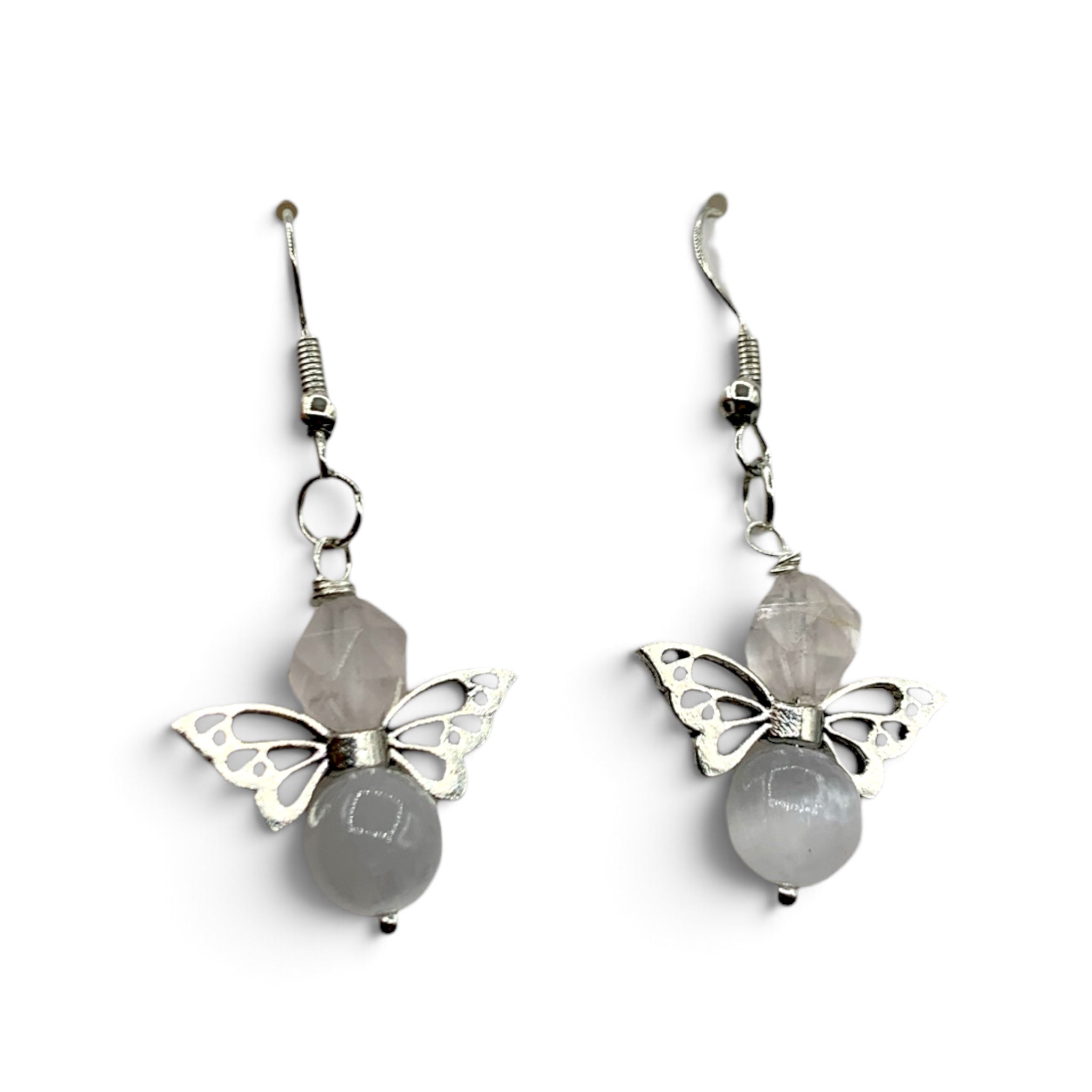 Earrings - Selenite & Rose Quartz Angel $30